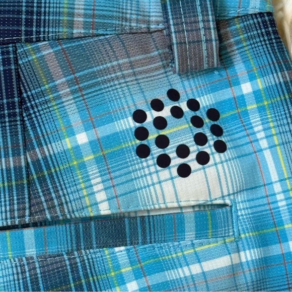 NWOT Puma Men's Plaid Tech Lightweight Stretch Shorts w 28 blue white pockets - Picture 9 of 9